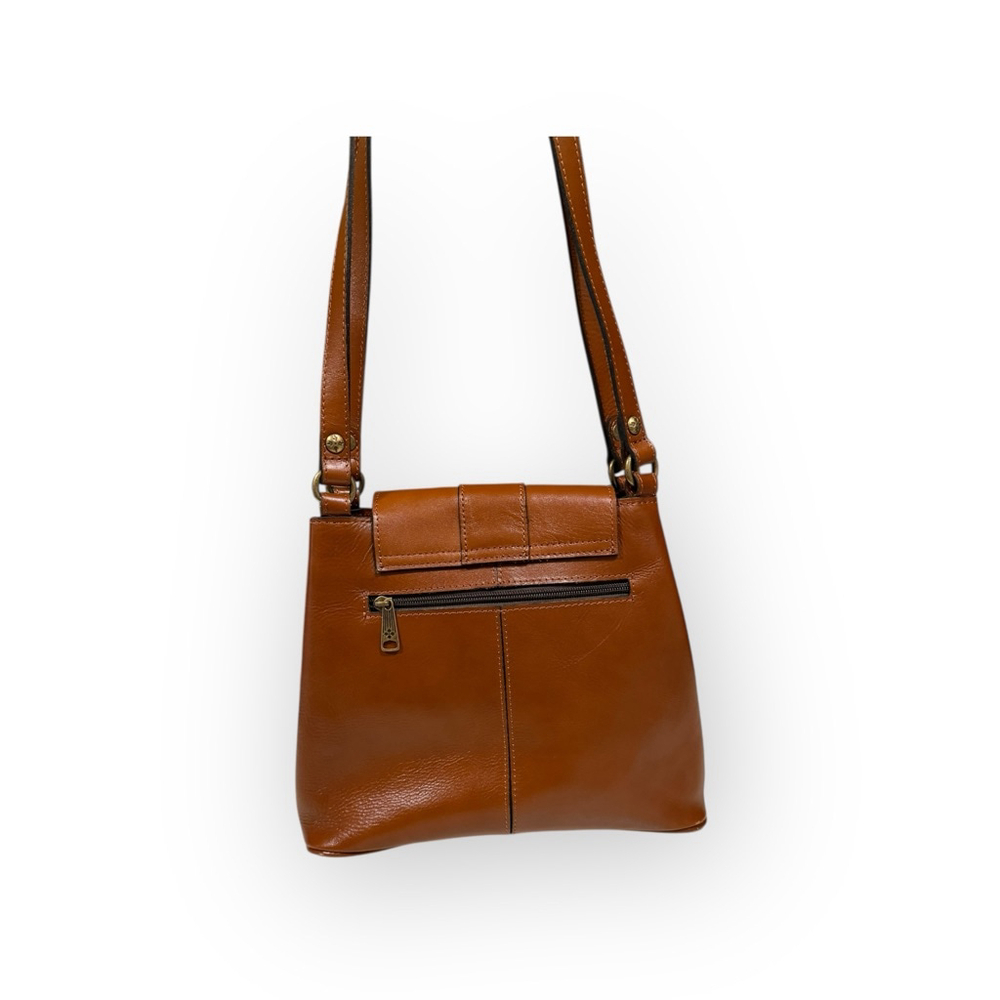 Patricia Nash Larone North South Crossbody Bag Cognac Brown Leather Gold Bar​ - Picture 5 of 11